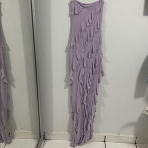 Wildfox Lilac Ruffle Maxi Dress